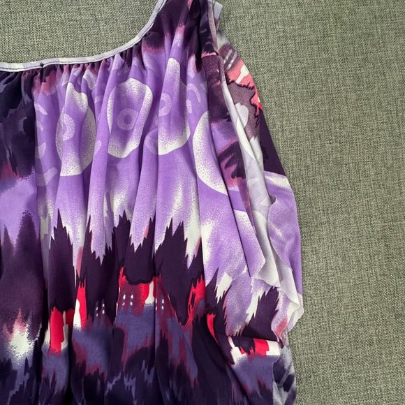 Jonathan Martin Dress Tie Dye Purple Elastic waist split cut Sleeves Stretch Sma - Picture 10 of 13